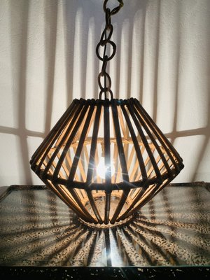 Mid-Century Bamboo & Rattan Pendant Lamp, 1960s-OJT-1823729