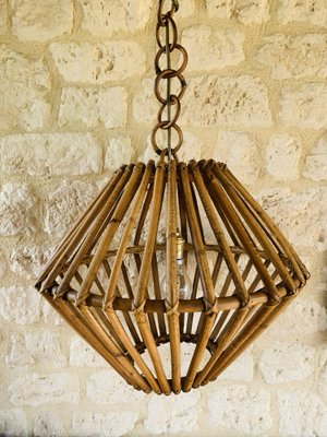 Mid-Century Bamboo & Rattan Pendant Lamp, 1960s-OJT-1823729