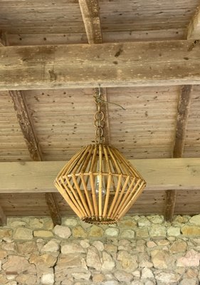 Mid-Century Bamboo & Rattan Pendant Lamp, 1960s-OJT-1823729