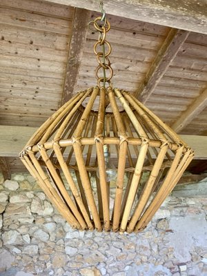 Mid-Century Bamboo & Rattan Pendant Lamp, 1960s-OJT-1823729