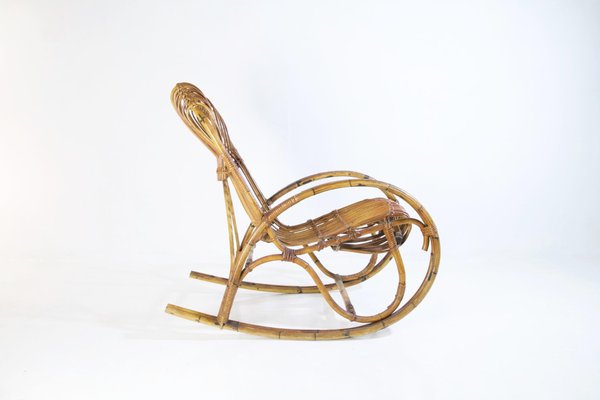 Mid-Century Bamboo Rocking Chair in the Style of Franco Albini, Italy-FO-858916