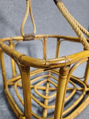 Mid-Century Bamboo Rope and Leather Plant Holder, 1970s-ZST-1741710