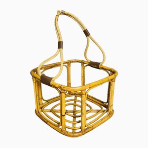 Mid-Century Bamboo Rope and Leather Plant Holder, 1970s-ZST-1741710