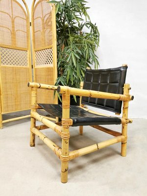 Mid-Century Bamboo Safari Armchairs & Coffee Table, Set of 3-BW-853898