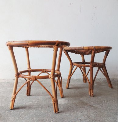 Mid-Century Bamboo Stools, 1950s, Set of 2-GGK-627239