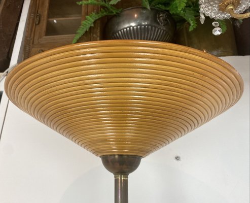 Mid-Century Bamboo-Wooden and Brass Floor Lamp, 1960s-WZZ-971258