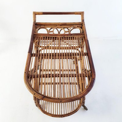 Mid-Century Bar Cart in Bamboo and Rattan, Italy, 1950s-FO-1441657