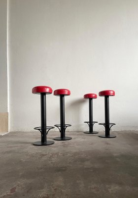 Mid-Century Bar Stools in Red Vinyl, 1960s, Set of 2-EHE-1286025