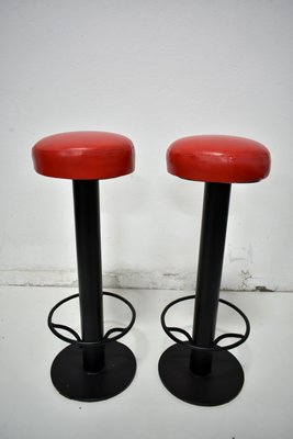 Mid-Century Bar Stools in Red Vinyl, 1960s, Set of 2-EHE-1286025