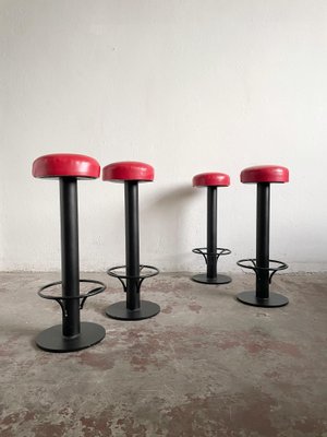 Mid-Century Bar Stools in Red Vinyl, 1960s, Set of 2-EHE-1286025