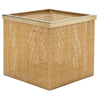 Mid-Century Basket in Acrylic Glass, Wicker and Brass by Christian Dior, Italy, 1970s-LYQ-2019590