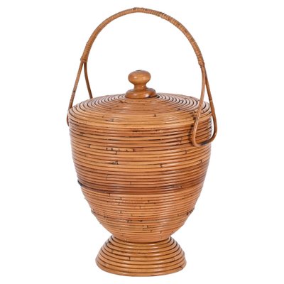 Mid-Century Basket in Rattan and Wicker from Vivai del Sud, Italy, 1970s-JDR-1700116