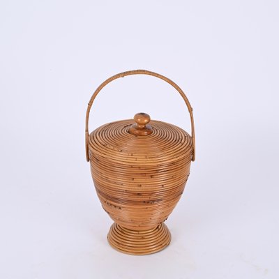 Mid-Century Basket in Rattan and Wicker from Vivai del Sud, Italy, 1970s-JDR-1700116