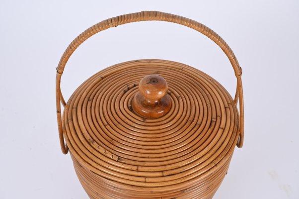 Mid-Century Basket in Rattan and Wicker from Vivai del Sud, Italy, 1970s-JDR-1700116