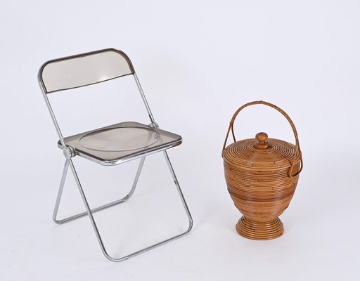 Mid-Century Basket in Rattan and Wicker from Vivai del Sud, Italy, 1970s-JDR-1700116