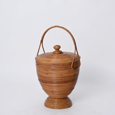 Mid-Century Basket in Rattan and Wicker from Vivai del Sud, Italy, 1970s-JDR-1700116