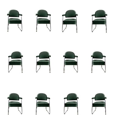 Mid-Century Bauhaus Armchairs in Skai, Set of 12-LA-1361114