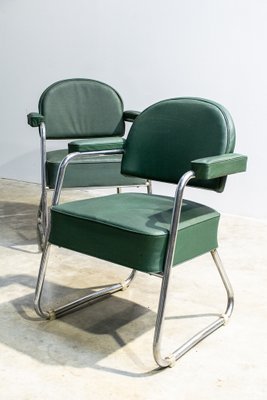 Mid-Century Bauhaus Armchairs in Skai, Set of 12-LA-1361114