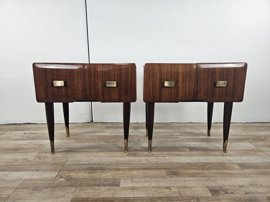 Mid-Century Bedside Tables in Mahogany Root with Glass Top, 1960, Set of 2-ZUW-2035754