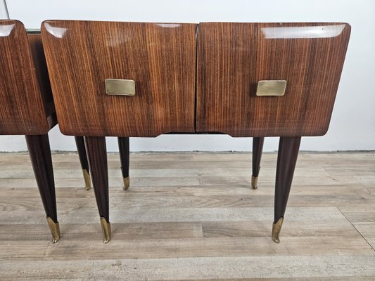 Mid-Century Bedside Tables in Mahogany Root with Glass Top, 1960, Set of 2-ZUW-2035754