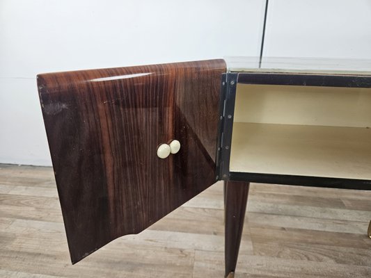 Mid-Century Bedside Tables in Mahogany Root with Glass Top, 1960, Set of 2-ZUW-2035754