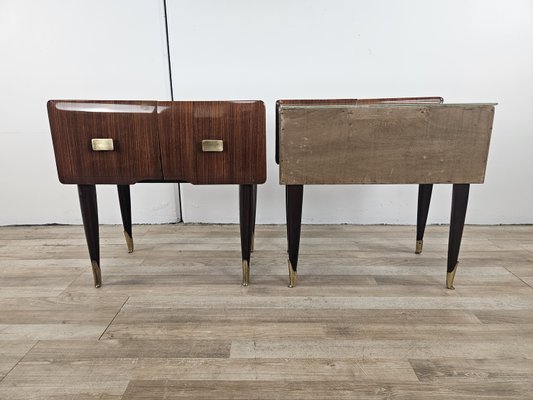 Mid-Century Bedside Tables in Mahogany Root with Glass Top, 1960, Set of 2-ZUW-2035754