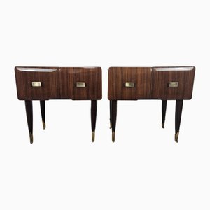 Mid-Century Bedside Tables in Mahogany Root with Glass Top, 1960, Set of 2-ZUW-2035754