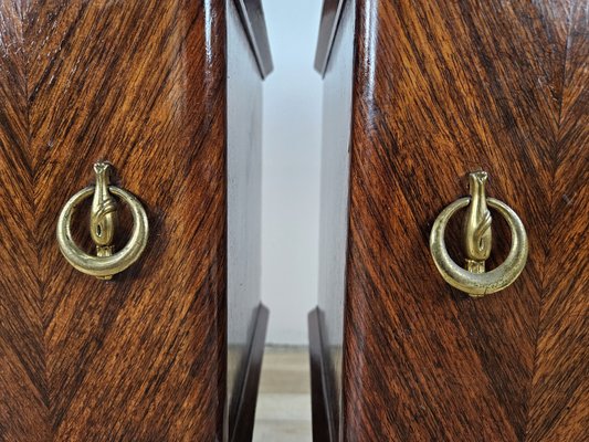 Mid-Century Bedside Tables in Mahogany Root with Lacquered Feet, 1960, Set of 2-ZUW-2035762