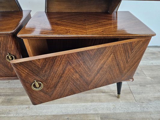 Mid-Century Bedside Tables in Mahogany Root with Lacquered Feet, 1960, Set of 2-ZUW-2035762