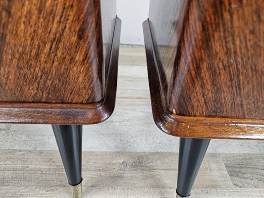 Mid-Century Bedside Tables in Mahogany Root with Lacquered Feet, 1960, Set of 2-ZUW-2035762