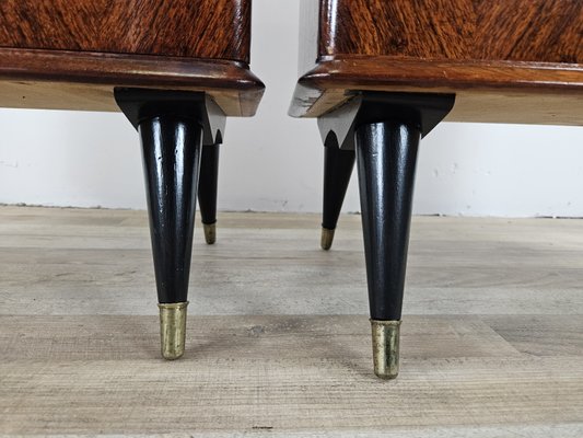 Mid-Century Bedside Tables in Mahogany Root with Lacquered Feet, 1960, Set of 2-ZUW-2035762