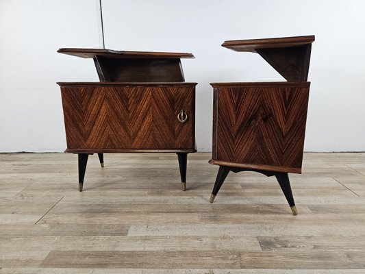 Mid-Century Bedside Tables in Mahogany Root with Lacquered Feet, 1960, Set of 2-ZUW-2035762