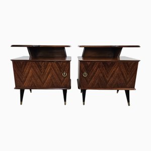 Mid-Century Bedside Tables in Mahogany Root with Lacquered Feet, 1960, Set of 2-ZUW-2035762