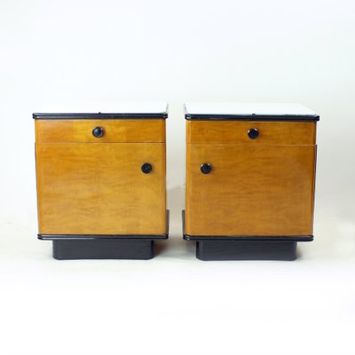 Mid-Century Bedside Tables in Oak with Glass Tops from Up Závody, 1960s, Set of 2-UL-1703157