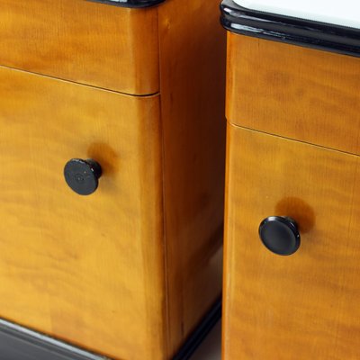 Mid-Century Bedside Tables in Oak with Glass Tops from Up Závody, 1960s, Set of 2-UL-1703157