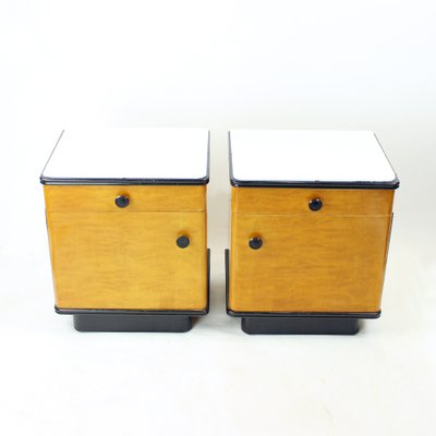 Mid-Century Bedside Tables in Oak with Glass Tops from Up Závody, 1960s, Set of 2-UL-1703157