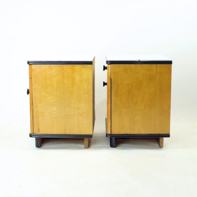 Mid-Century Bedside Tables in Oak with Glass Tops from Up Závody, 1960s, Set of 2-UL-1703157