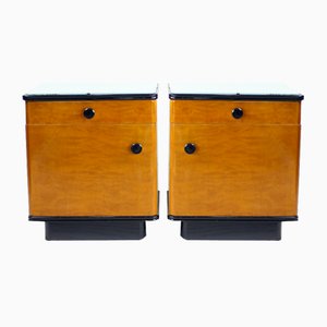 Mid-Century Bedside Tables in Oak with Glass Tops from Up Závody, 1960s, Set of 2-UL-1703157