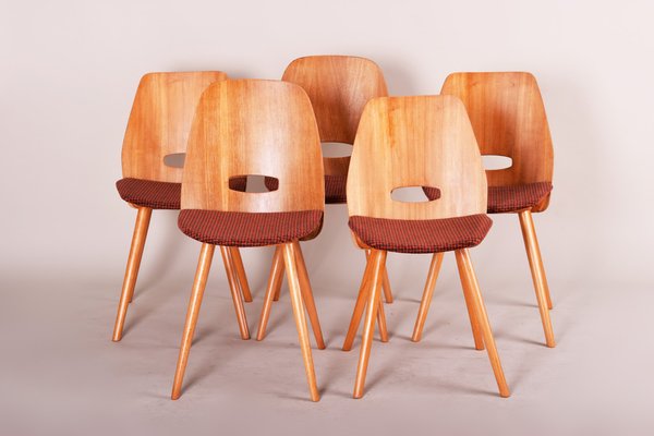 Mid-Century Beech Dining Chairs attributed to František Jirák for Tatra Nabykov, Slovakia, 1950s, Set of 5-WHY-1790695