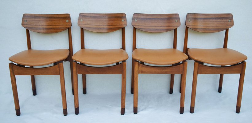 Mid-Century Beech Dining Chairs, Italy, 1960s, Set of 4-WF-673325