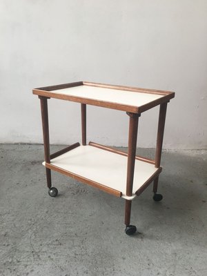 Mid-Century Beech & White Laminate Trolley-GGK-767861