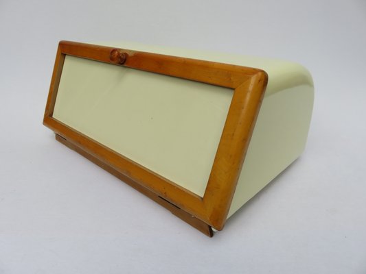 Mid-Century Beige Ceramic and Wood Bread Box from Wächtersbach-EY-557397