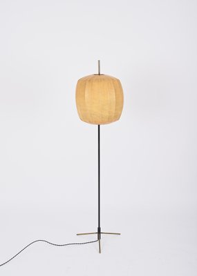 Mid-Century Beige Cocoon Floor Lamp in Brass and Metal from Hille, 1960s-JDR-1773796