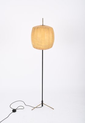 Mid-Century Beige Cocoon Floor Lamp in Brass and Metal from Hille, 1960s-JDR-1773796