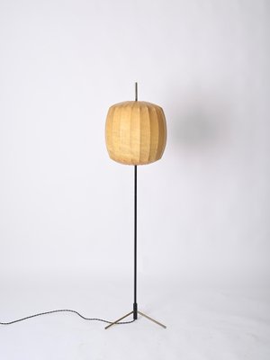 Mid-Century Beige Cocoon Floor Lamp in Brass and Metal from Hille, 1960s-JDR-1773796