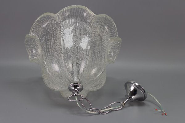 Mid-Century Bell Shaped Ice Glass Pendant Lamp-KEG-984514