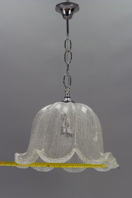 Mid-Century Bell Shaped Ice Glass Pendant Lamp-KEG-984514