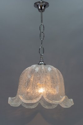 Mid-Century Bell Shaped Ice Glass Pendant Lamp-KEG-984514