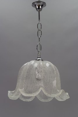 Mid-Century Bell Shaped Ice Glass Pendant Lamp-KEG-984514