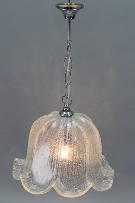 Mid-Century Bell Shaped Ice Glass Pendant Lamp-KEG-984514